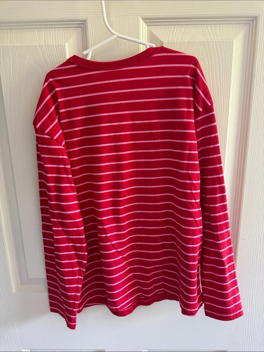 Cat & Jack Red and White Striped Heart Long Sleeve Tee